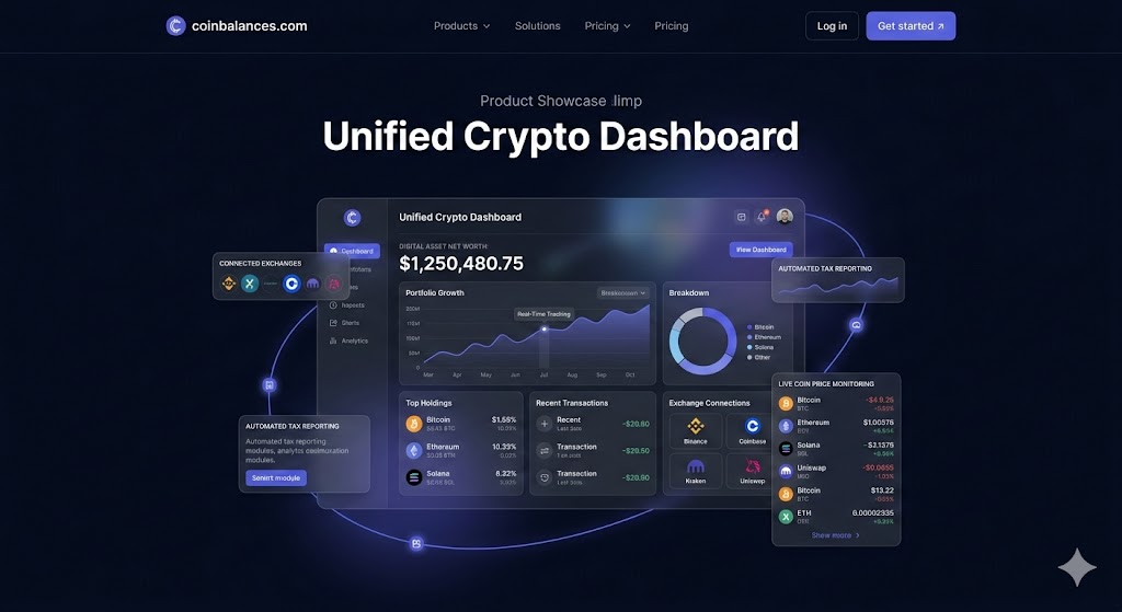 CoinBalances Unified Crypto Dashboard Product Showcase